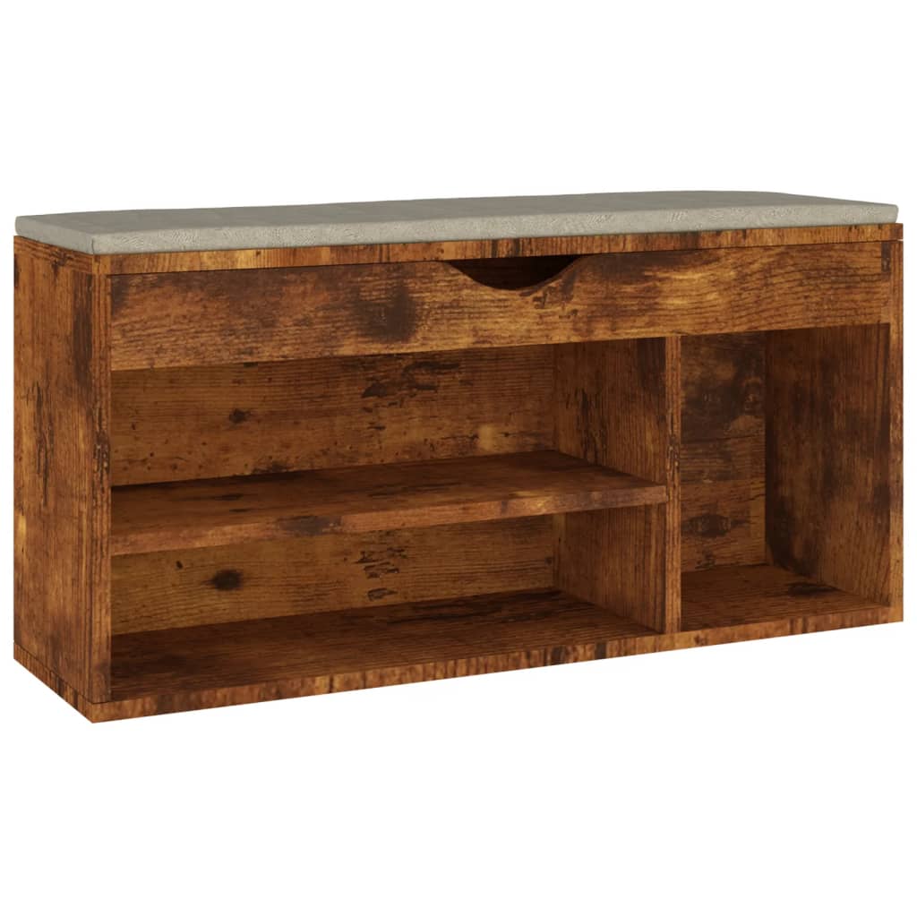 Schuhbank mit Kissen Räuchereiche 104x30x49 cm Holzwerkstoff - Pazzar.ch