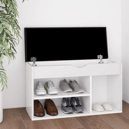 Schuhbank mit Kissen Weiß 80x30x47 cm Holzwerkstoff - Pazzar.ch