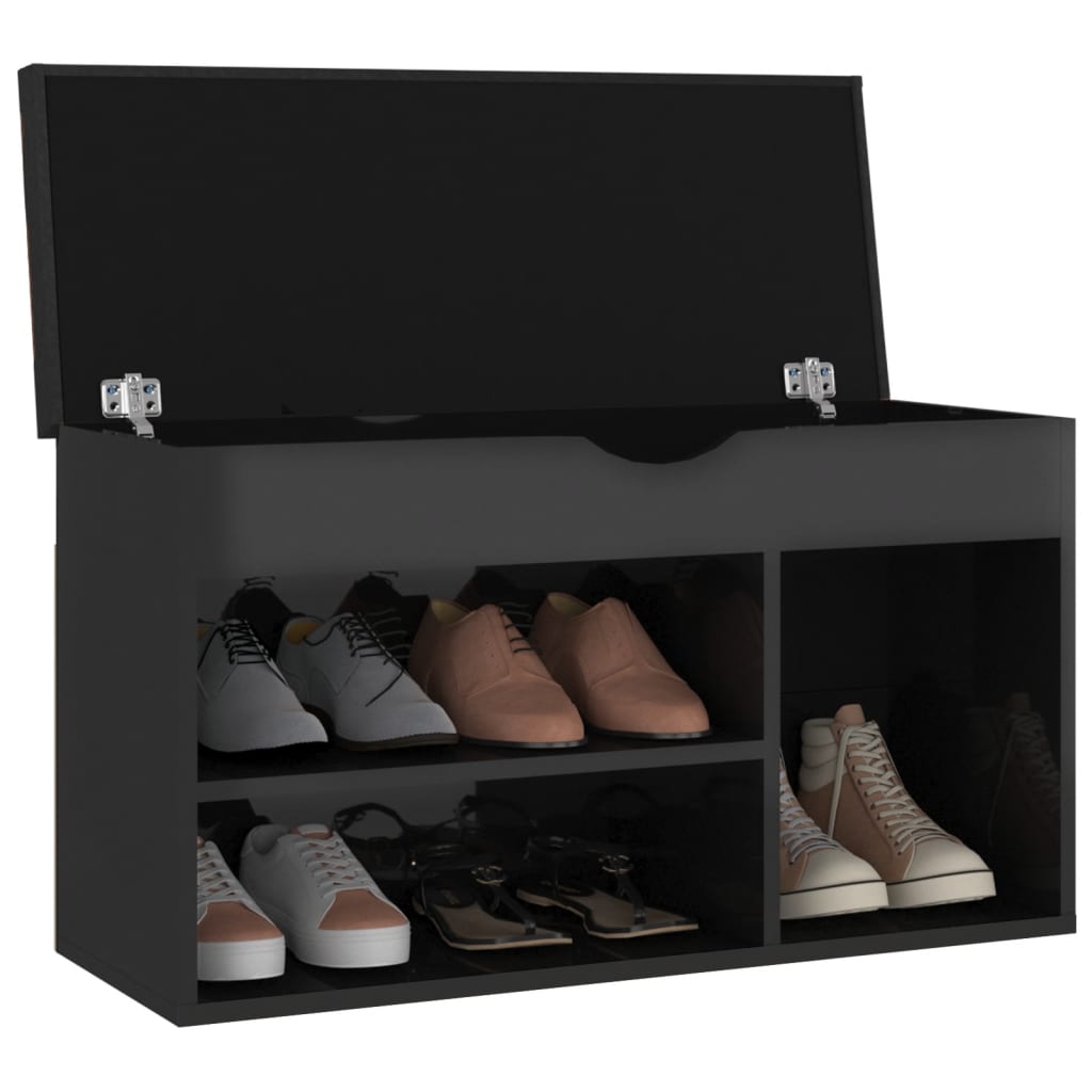 Schuhbank mit Kissen Hochglanz-Schwarz 80x30x47cm Holzwerkstoff - Pazzar.ch