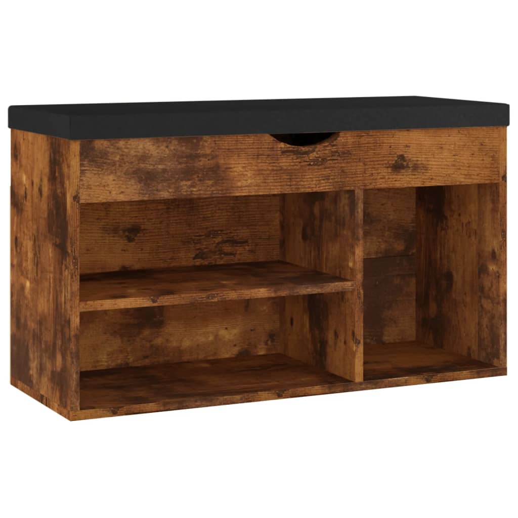 Schuhbank mit Kissen Räuchereiche 80x30x47 cm Holzwerkstoff - Pazzar.ch