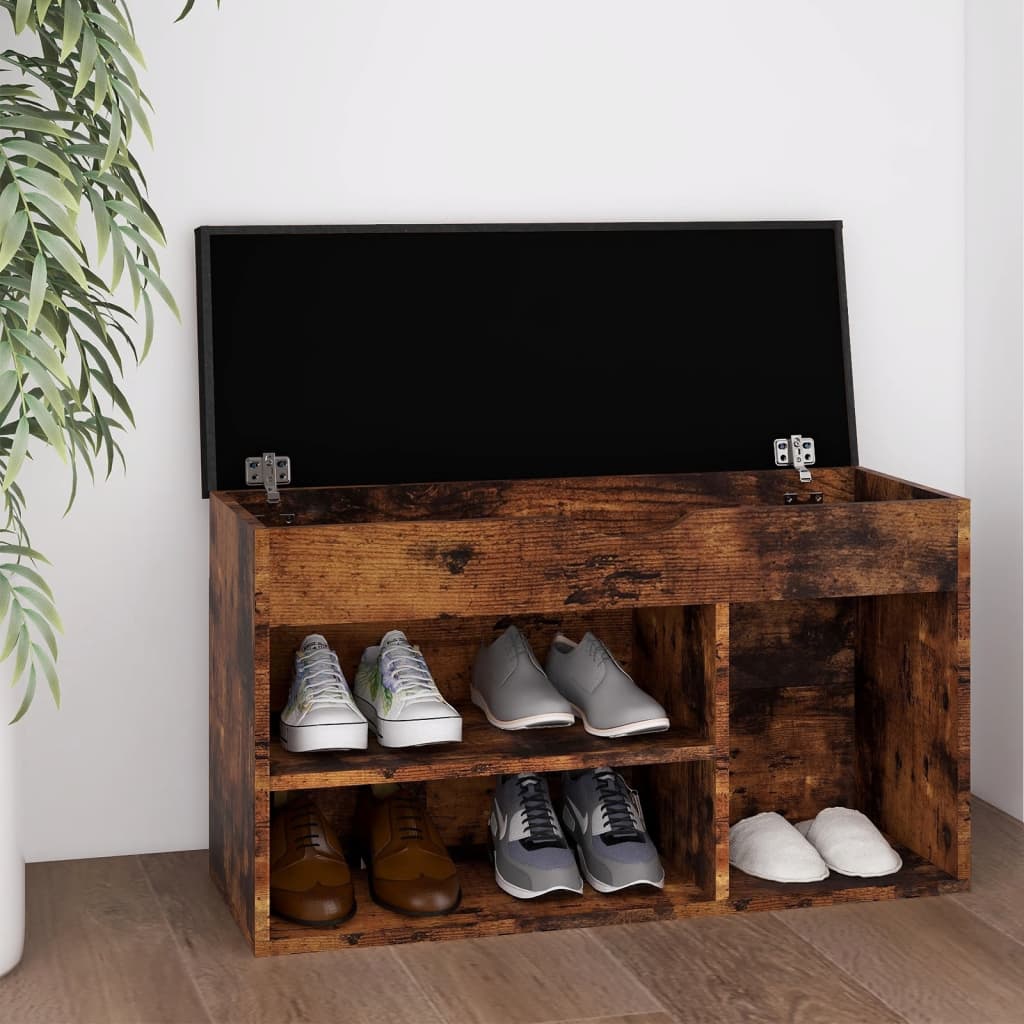 Schuhbank mit Kissen Räuchereiche 80x30x47 cm Holzwerkstoff - Pazzar.ch
