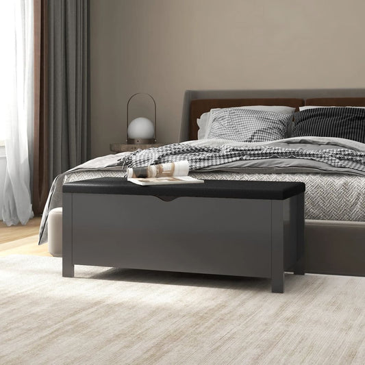 Sitzbank mit Stauraum und Kissen Grau 105x40x45cm Holzwerkstoff - Pazzar.ch