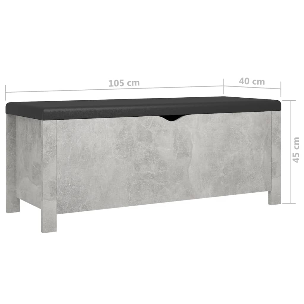Sitzbank mit Stauraum und Kissen Betongrau 105x40x45cm - Pazzar.ch