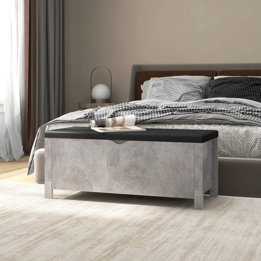 Sitzbank mit Stauraum und Kissen Betongrau 105x40x45cm - Pazzar.ch