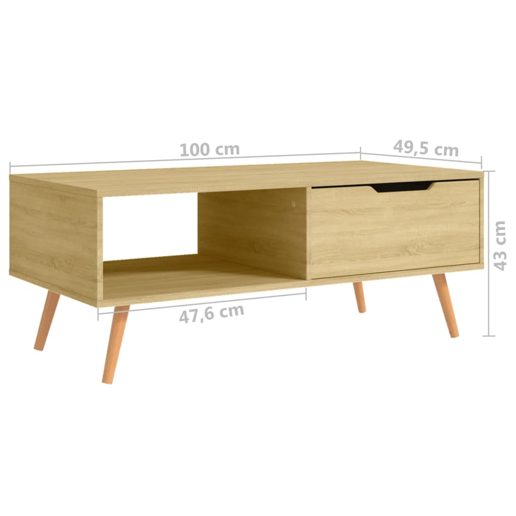 Couchtisch Sonoma-Eiche 100x49,5x43 cm Holzwerkstoff - Pazzar.ch