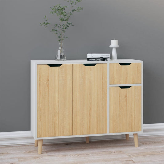 Sideboard Weiß und Sonoma-Eiche 90x30x72 cm Holzwerkstoff - Pazzar.ch