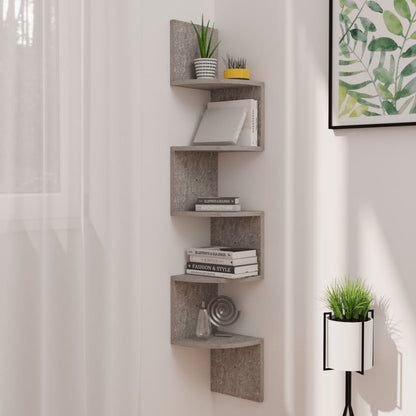 Wand-Eckregal Betongrau 19x19x123 cm Holzwerkstoff - Pazzar.ch