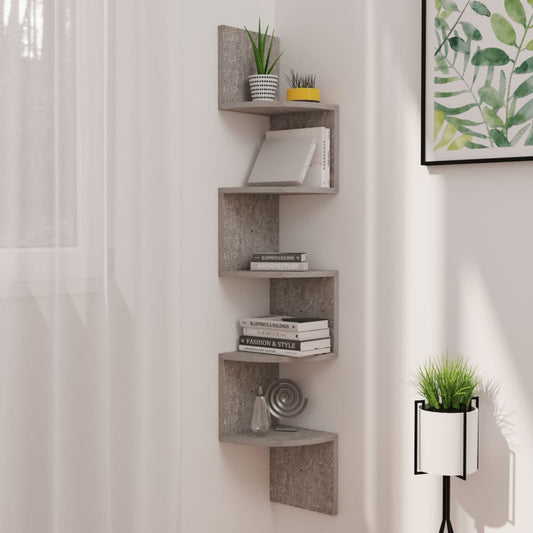 Wand-Eckregal Betongrau 19x19x123 cm Holzwerkstoff - Pazzar.ch