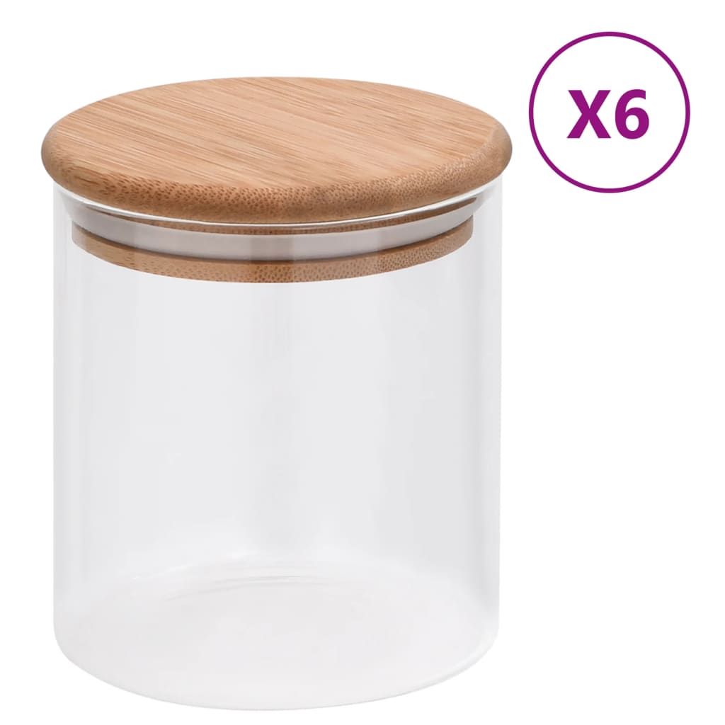 Vorratsgläser mit Bambusdeckel 6 Stk. 600 ml - Pazzar.ch