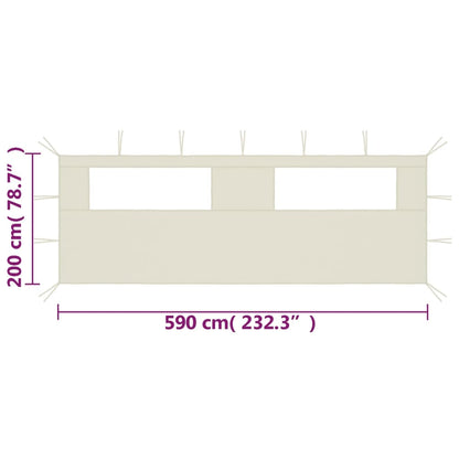 Pavillon-Seitenwand mit Fenstern 6x2 m Creme - Pazzar.ch