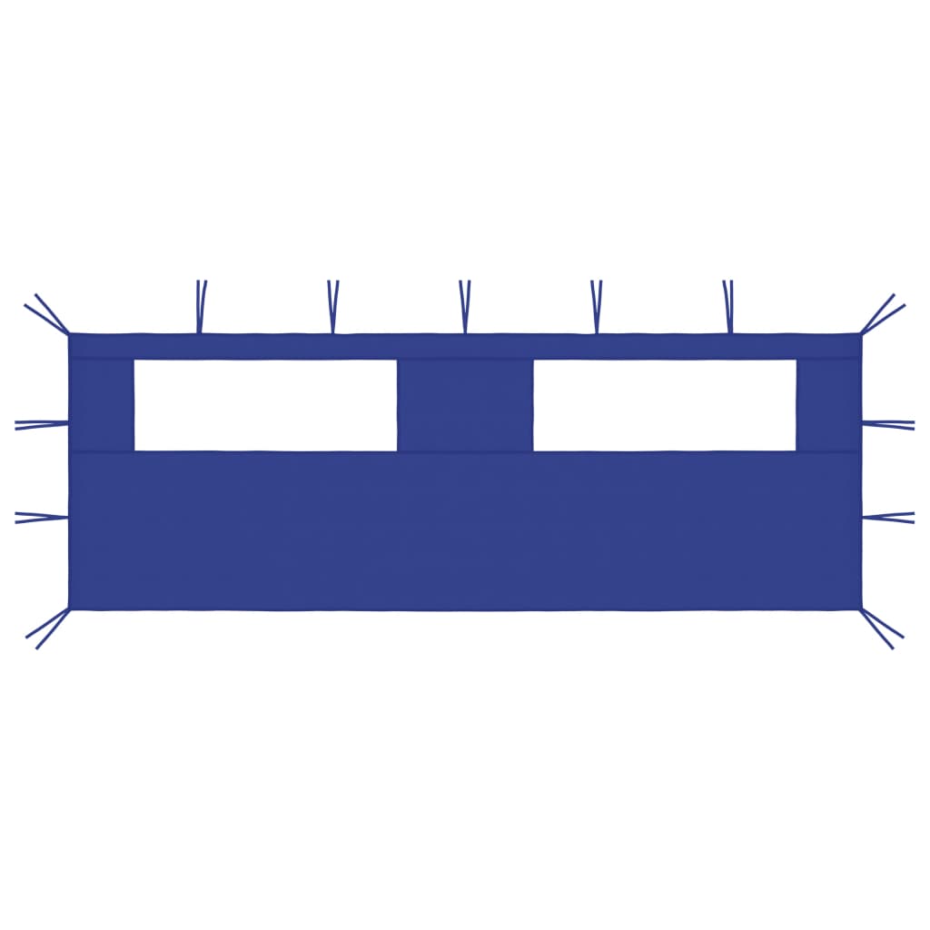 Pavillon-Seitenwand mit Fenstern 6x2 m Blau