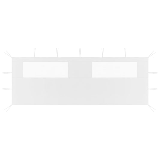Pavillon-Seitenwand mit Fenstern 6x2 m Weiß - Pazzar.ch