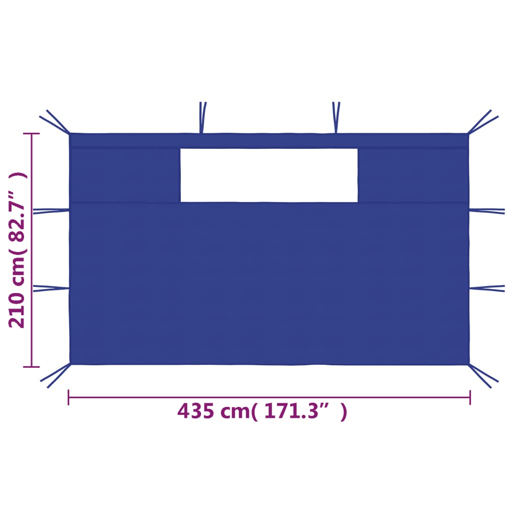 Pavillon-Seitenwände mit Fenstern 2 Stk. Blau - Pazzar.ch