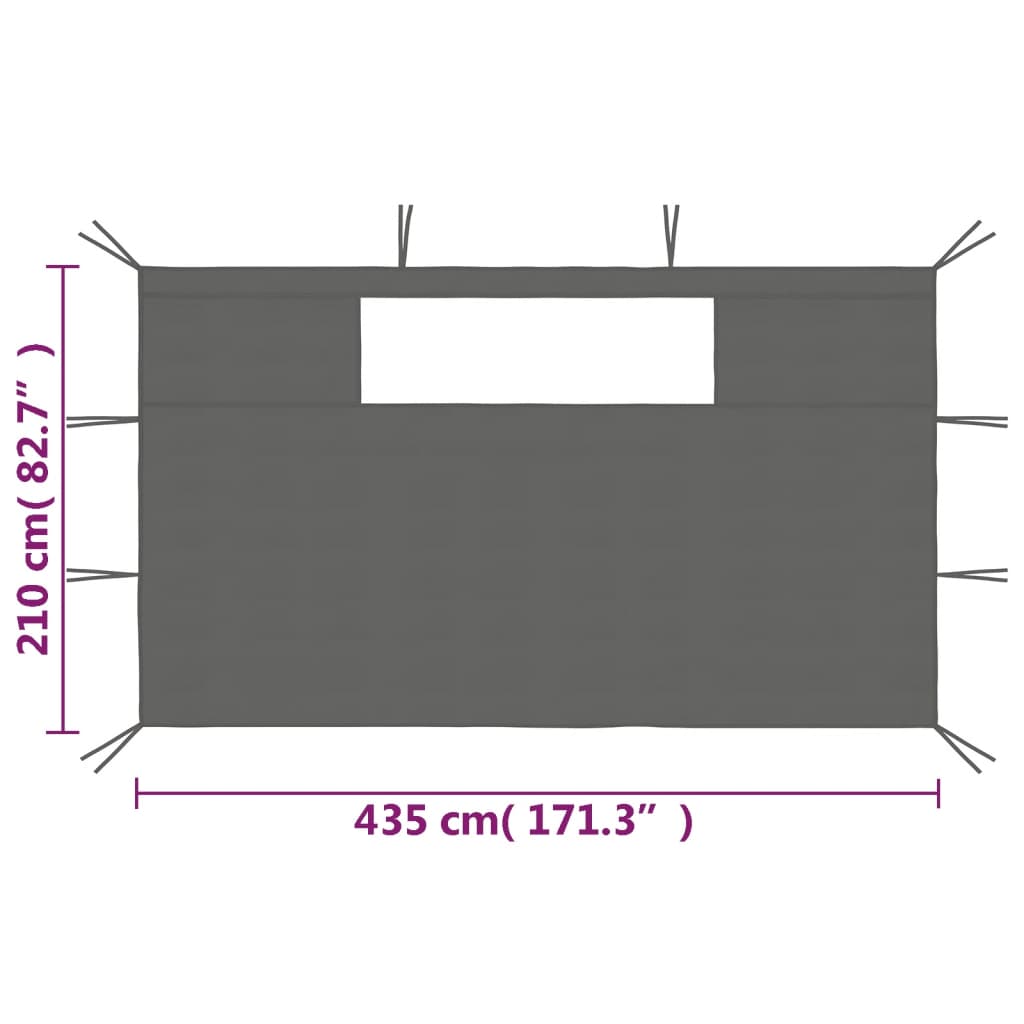 Pavillon-Seitenwände mit Fenstern 2 Stk. Anthrazit