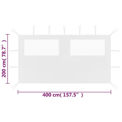 Pavillon-Seitenwand mit Fenstern 4x2 m Weiß - Pazzar.ch