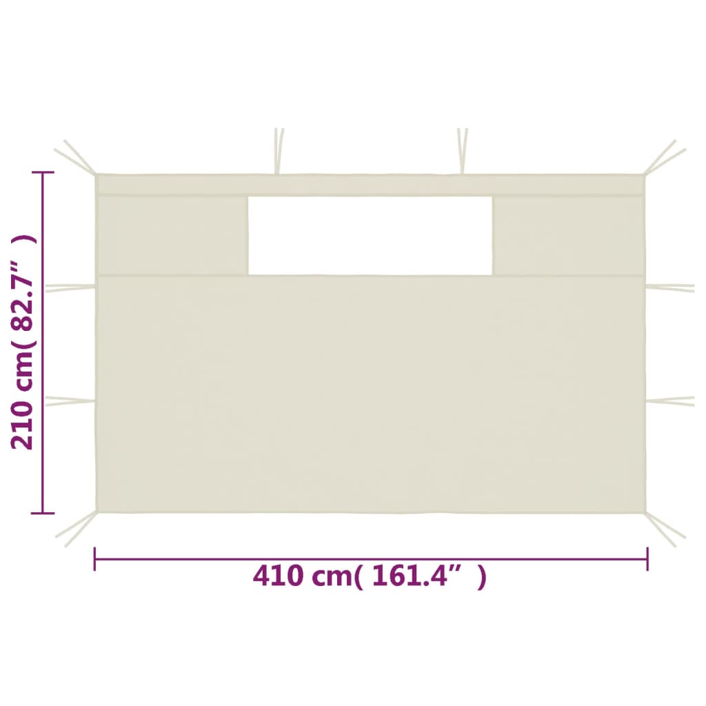 Pavillon-Seitenwände mit Fenstern 2 Stk. Creme - Pazzar.ch