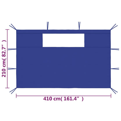 Pavillon-Seitenwände mit Fenstern 2 Stk. Blau - Pazzar.ch