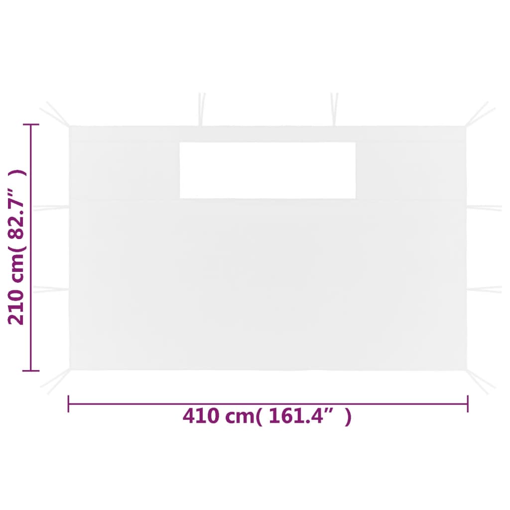 Pavillon-Seitenwände mit Fenstern 2 Stk. Weiß