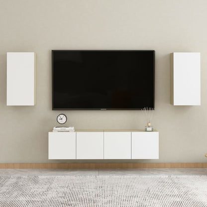 TV-Schrank Weiß Sonoma-Eiche 30,5x30x60 cm Holzwerkstoff - Pazzar.ch