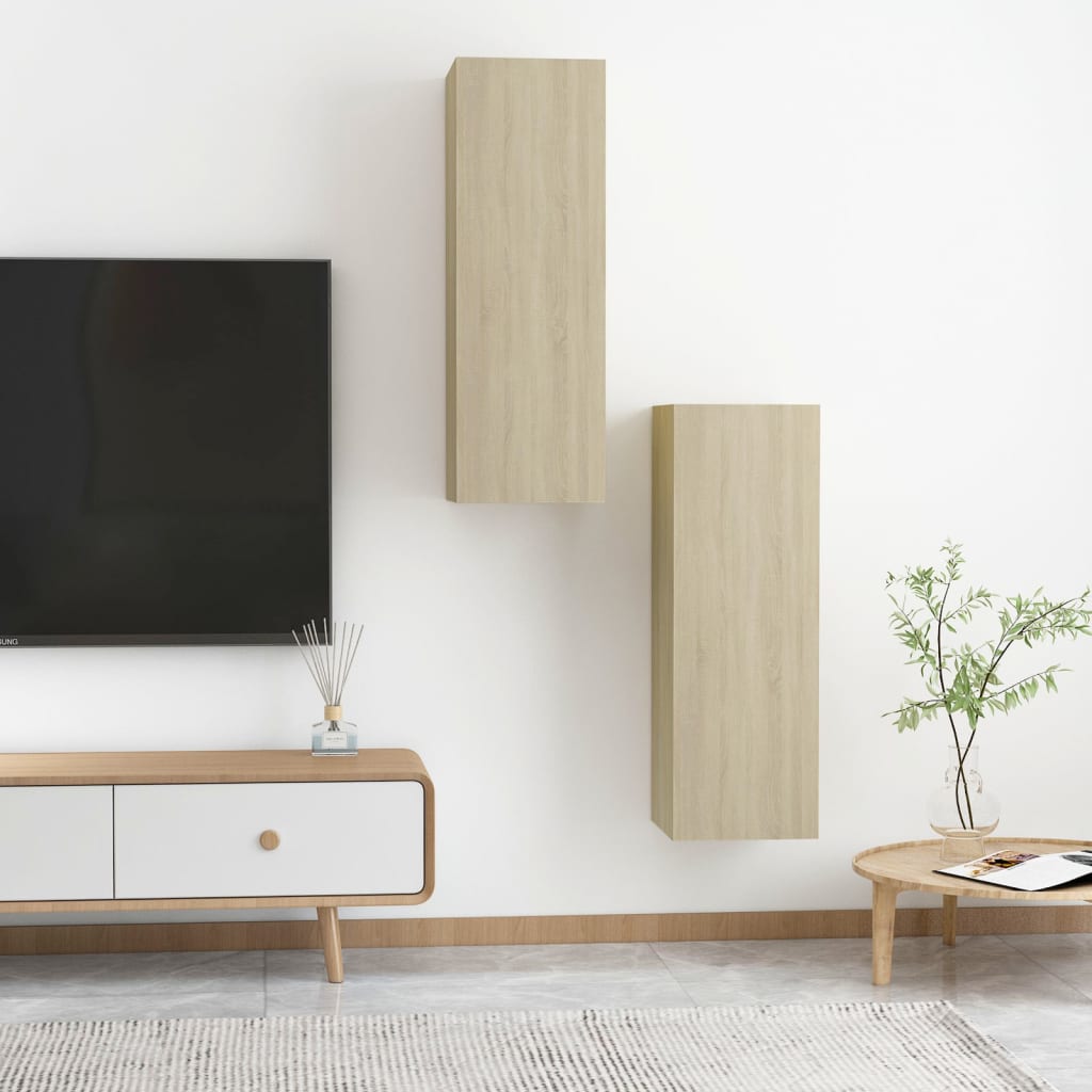 TV-Schränke 2 Stk. Sonoma-Eiche 30,5x30x90 cm Holzwerkstoff - Pazzar.ch