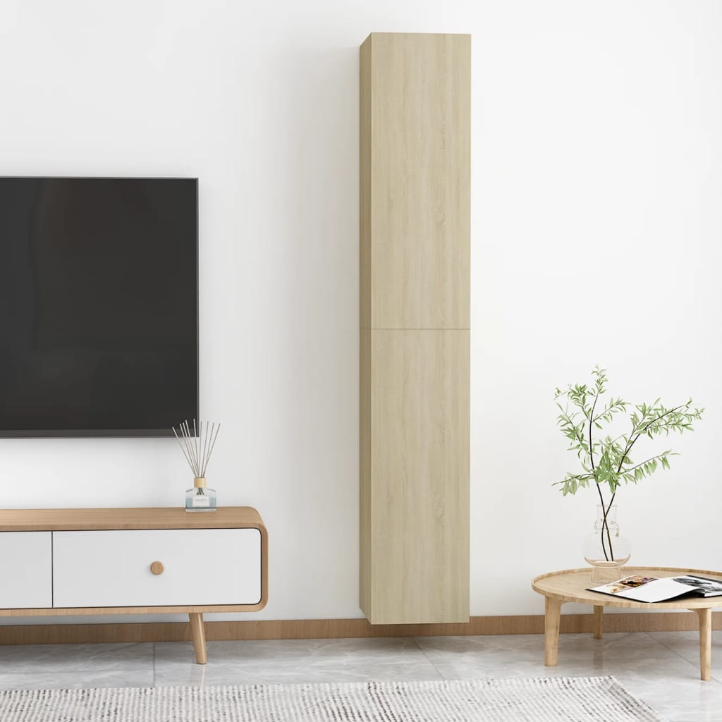 TV-Schränke 2 Stk. Sonoma-Eiche 30,5x30x90 cm Holzwerkstoff - Pazzar.ch