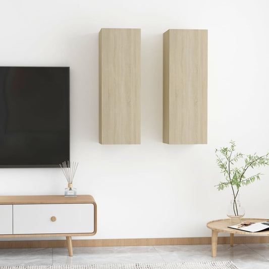 TV-Schränke 2 Stk. Sonoma-Eiche 30,5x30x90 cm Holzwerkstoff - Pazzar.ch
