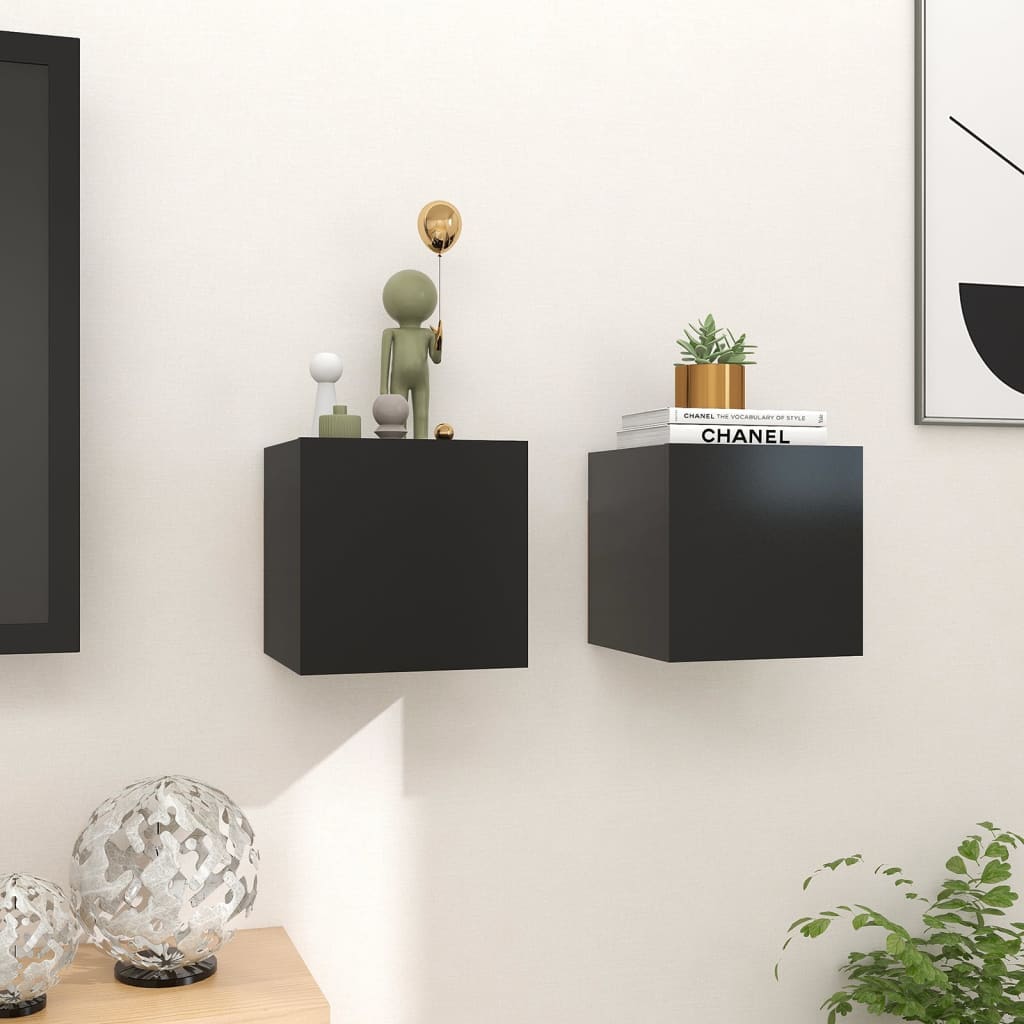 TV-Wandschränke 2 Stk. Schwarz 30,5x30x30 cm - Pazzar.ch