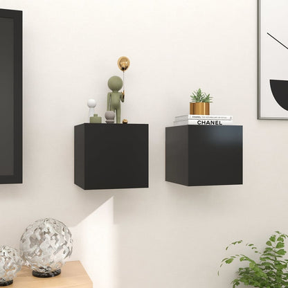 TV-Wandschränke 2 Stk. Schwarz 30,5x30x30 cm - Pazzar.ch