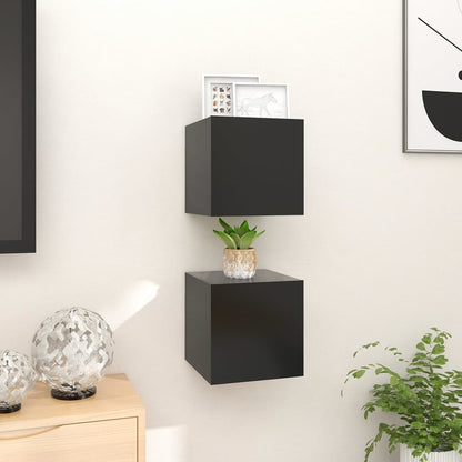 TV-Wandschränke 2 Stk. Schwarz 30,5x30x30 cm - Pazzar.ch