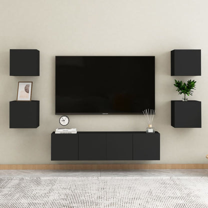 TV-Wandschränke 2 Stk. Schwarz 30,5x30x30 cm - Pazzar.ch