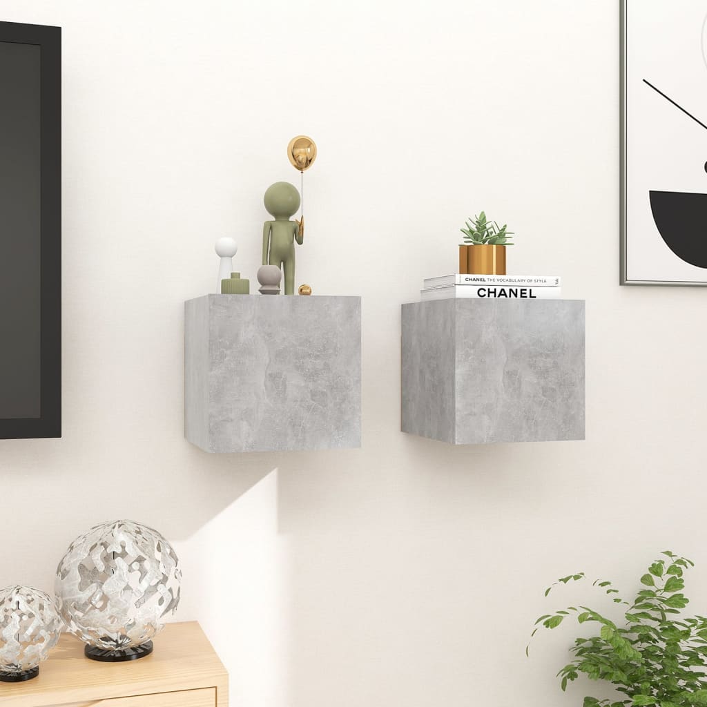 TV-Wandschränke 2 Stk. Betongrau 30,5x30x30 cm - Pazzar.ch
