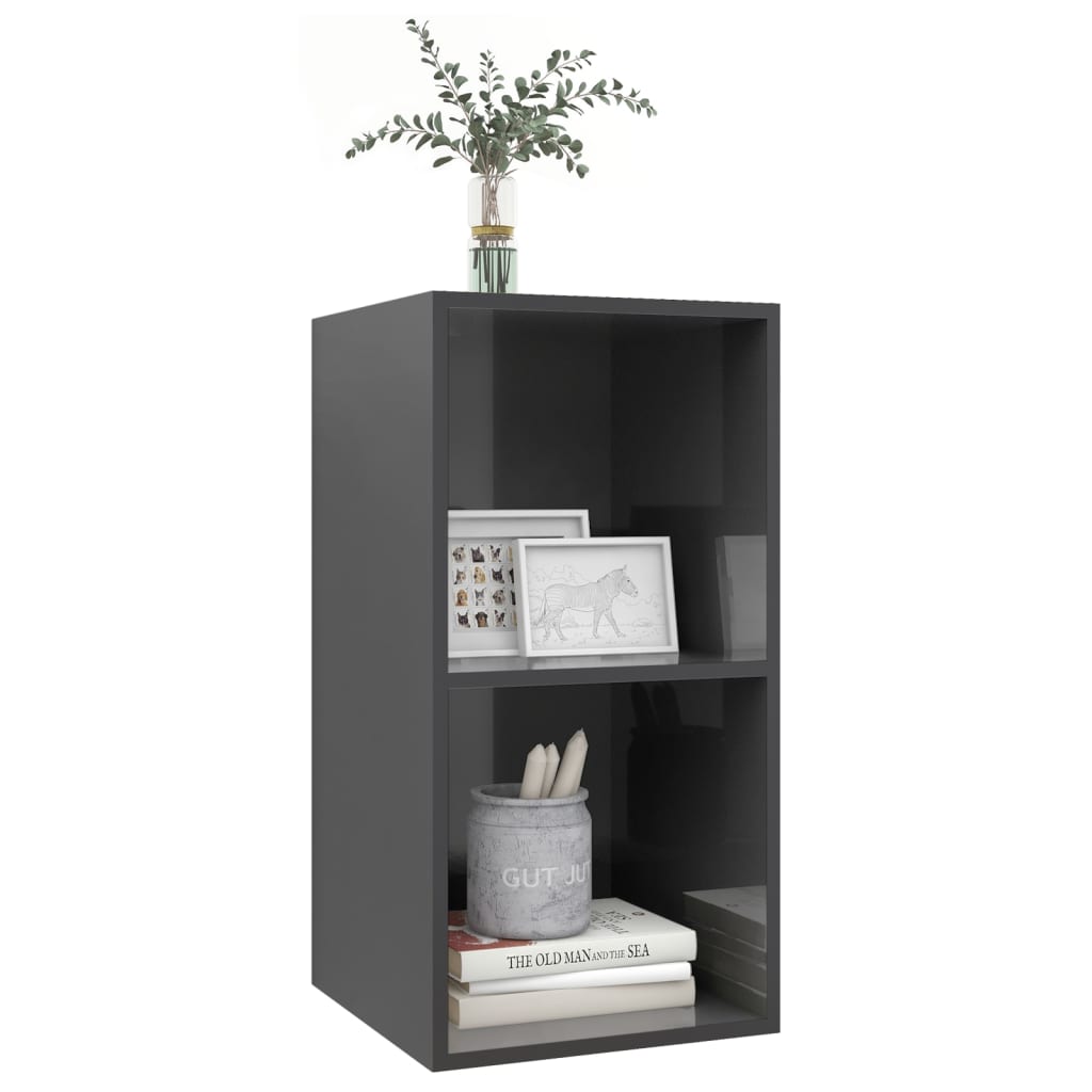 TV-Wandschrank Hochglanz-Grau 37x37x72 cm Holzwerkstoff - Pazzar.ch