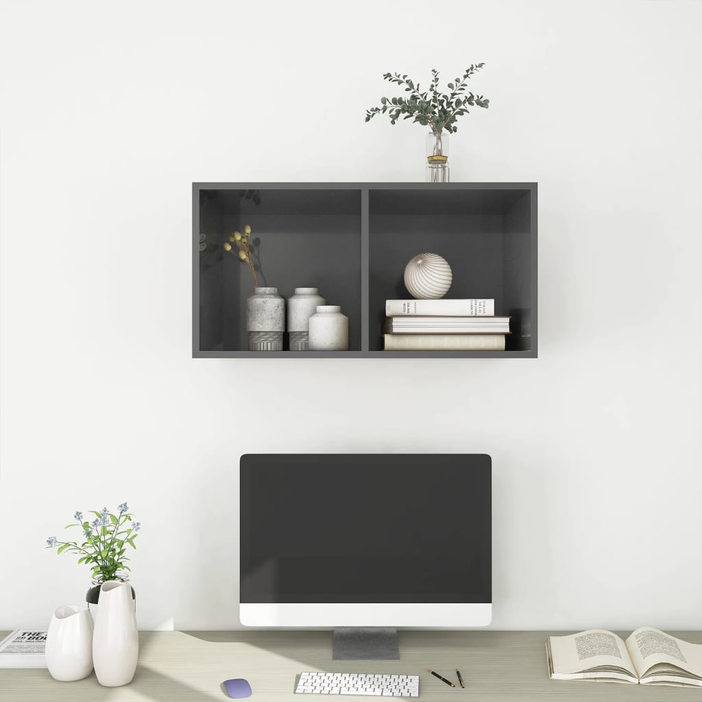 TV-Wandschrank Hochglanz-Grau 37x37x72 cm Holzwerkstoff - Pazzar.ch