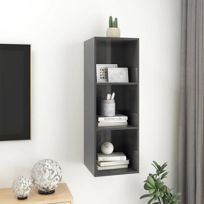TV-Wandschrank Hochglanz-Grau 37x37x107 cm Holzwerkstoff - Pazzar.ch