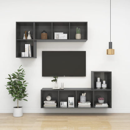 TV-Wandschrank Hochglanz-Grau 37x37x107 cm Holzwerkstoff - Pazzar.ch