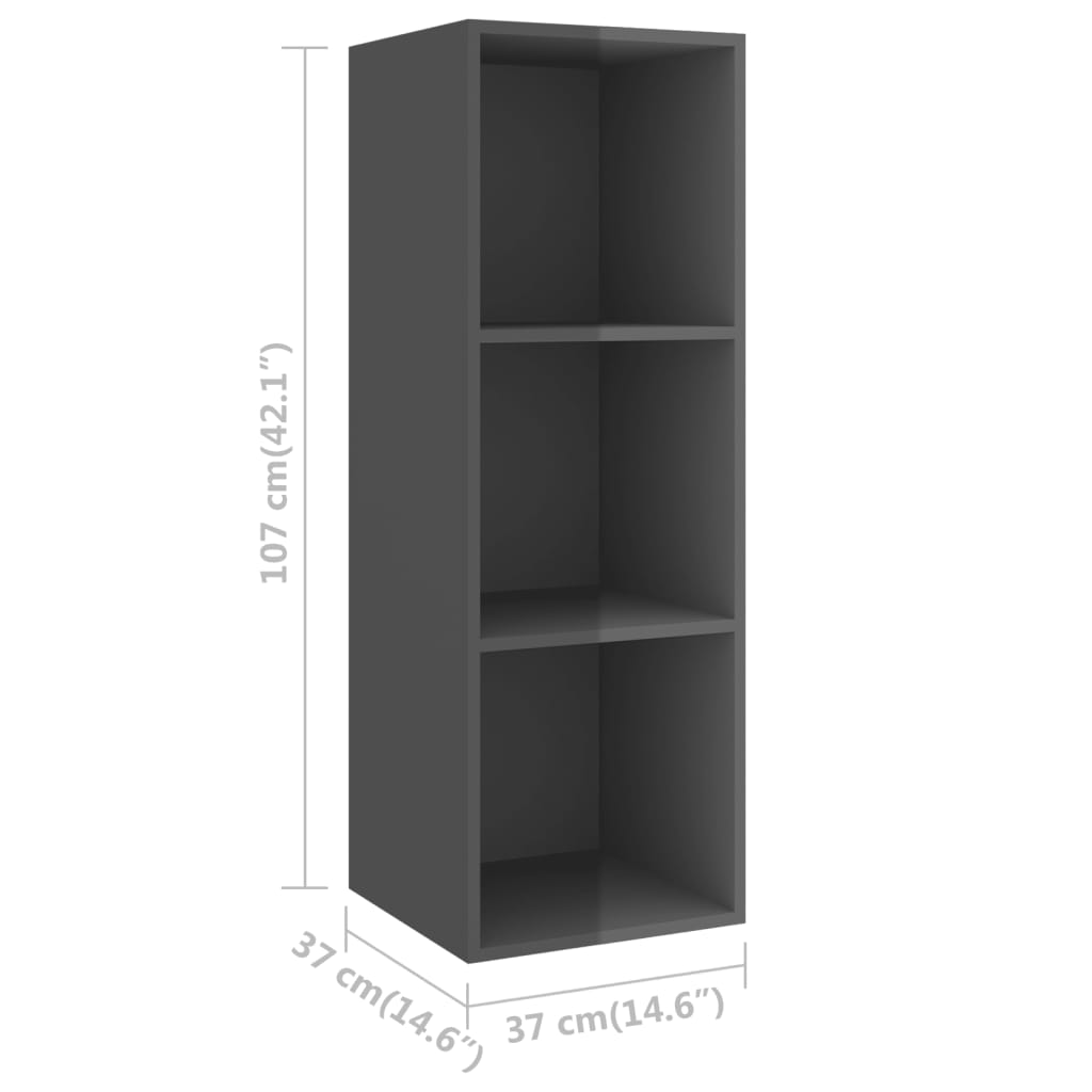 TV-Wandschrank Hochglanz-Grau 37x37x107 cm Holzwerkstoff - Pazzar.ch