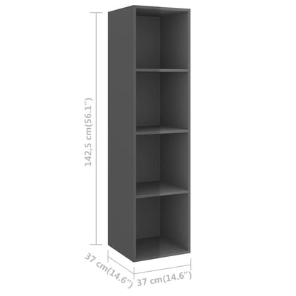 TV-Wandschrank Hochglanz-Grau 37x37x142,5 cm Holzwerkstoff - Pazzar.ch