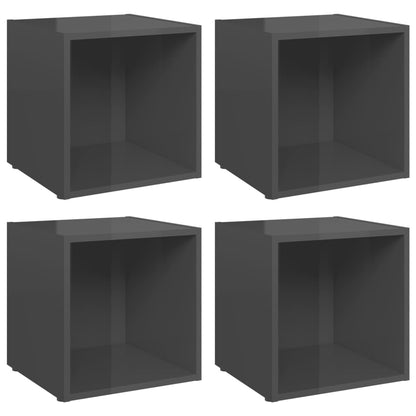TV-Schränke 4 Stk. Hochglanz-Grau 37x35x37 cm Holzwerkstoff - Pazzar.ch