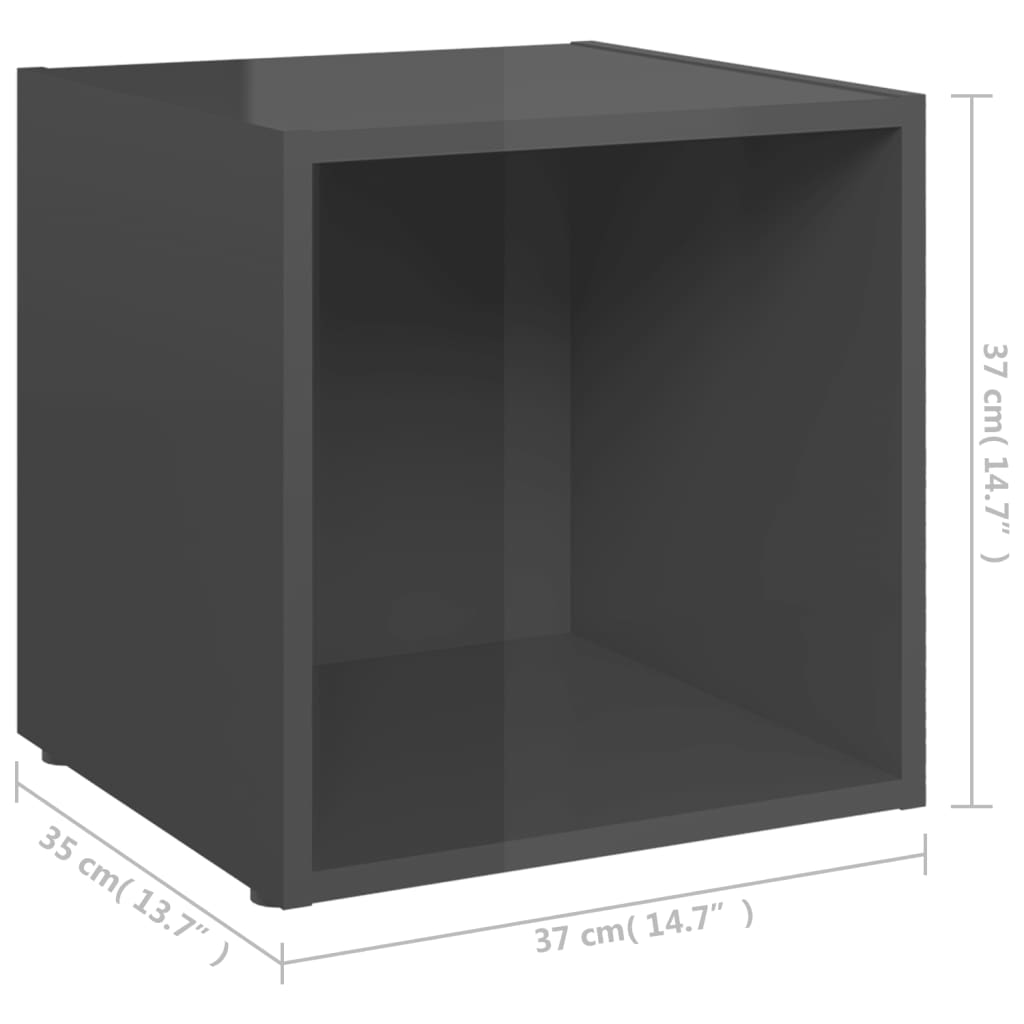 TV-Schränke 4 Stk. Hochglanz-Grau 37x35x37 cm Holzwerkstoff - Pazzar.ch