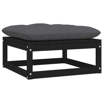Garten-Fußhocker mit Kissen Schwarz Kiefer Massivholz - Pazzar.ch