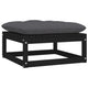 Garten-Fußhocker mit Kissen Schwarz Kiefer Massivholz