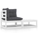 2-tlg. Garten-Lounge-Set mit Kissen Weiß Kiefer Massivholz