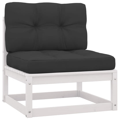 2-tlg. Garten-Lounge-Set mit Kissen Weiß Kiefer Massivholz - Pazzar.ch