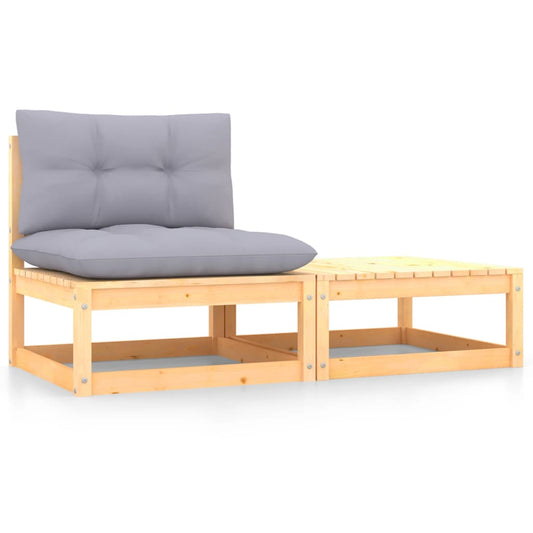 2-tlg. Garten-Lounge-Set mit Kissen Kiefer Massivholz - Pazzar.ch