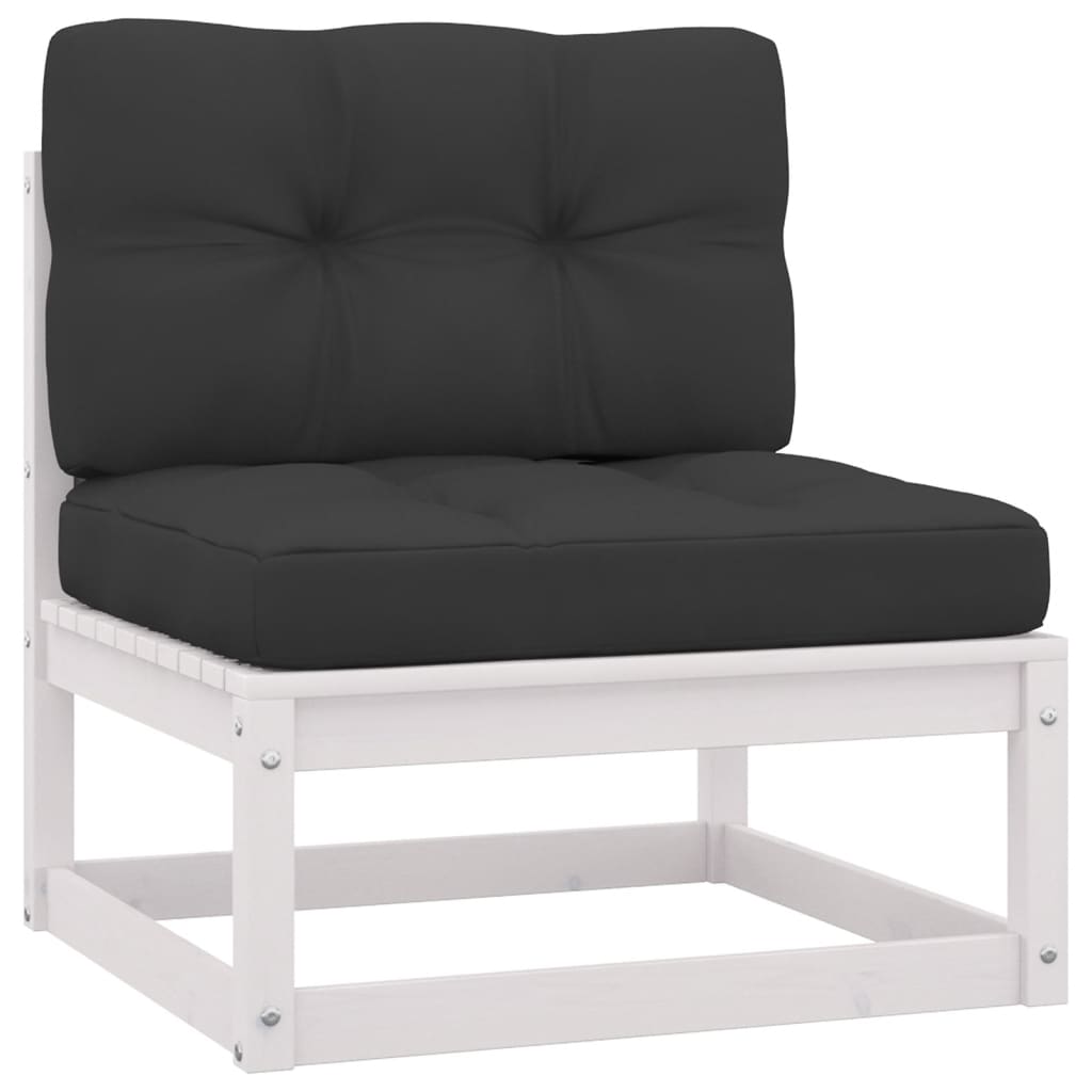 2-tlg. Garten-Lounge-Set mit Kissen Weiß Kiefer Massivholz - Pazzar.ch