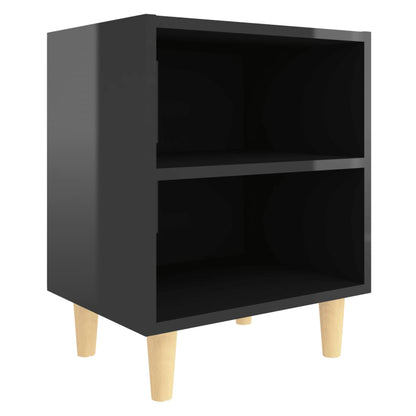 Nachttisch mit Massivholz-Beinen Hochglanz-Schwarz 40x30x50 cm - Pazzar.ch