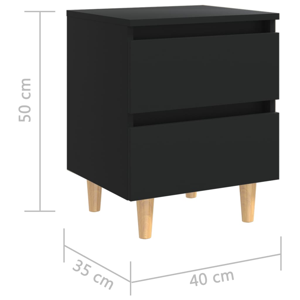 Nachttisch mit Kiefernholz-Beinen Schwarz 40x35x50 cm - Pazzar.ch