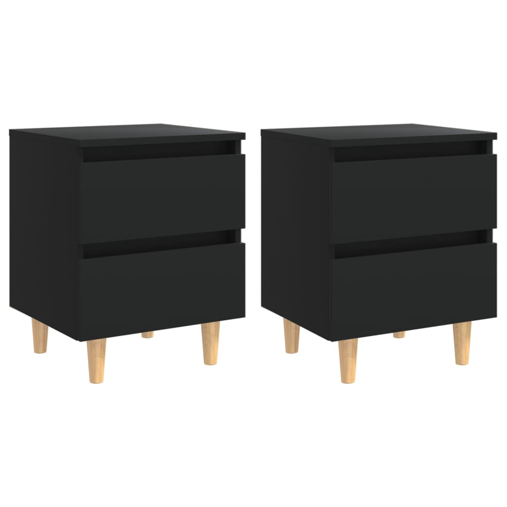 Nachttische 2 Stk. mit Kiefernholz-Beinen Schwarz 40x35x50 cm - Pazzar.ch