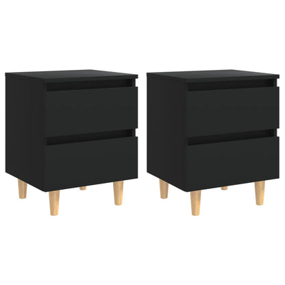 Nachttische 2 Stk. mit Kiefernholz-Beinen Schwarz 40x35x50 cm - Pazzar.ch