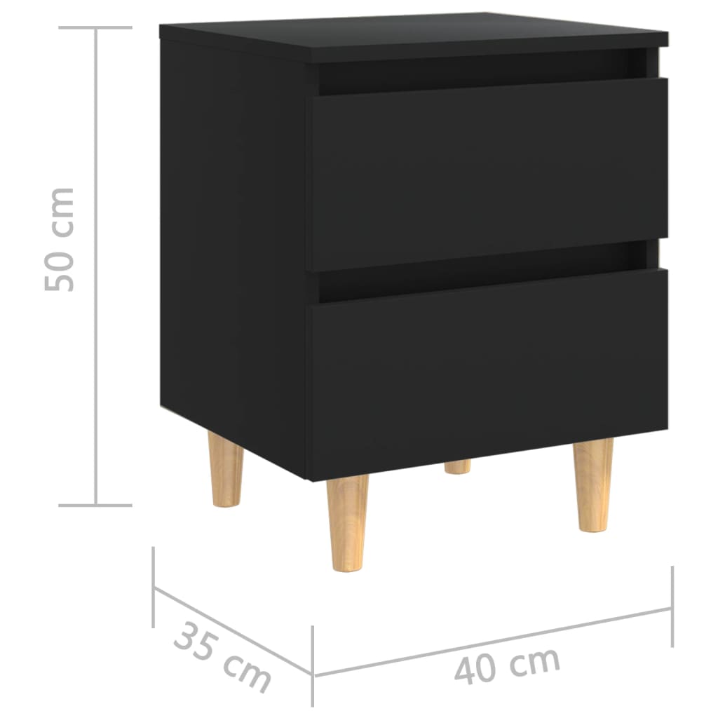 Nachttische 2 Stk. mit Kiefernholz-Beinen Schwarz 40x35x50 cm - Pazzar.ch